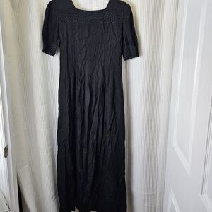VTG Maxi Rayon Gauze Wgt Sarah Elizabeth Cottagecore Eyelet Short Sleeve Dress
